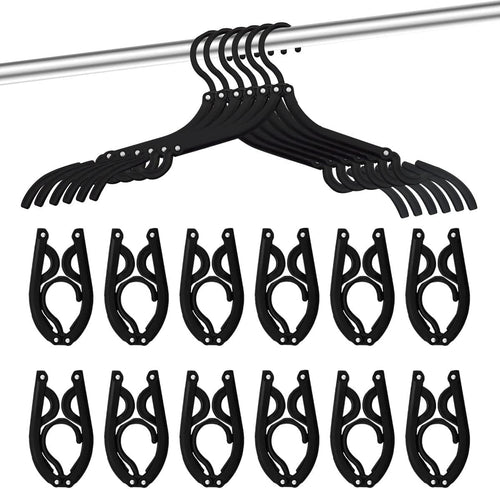 12-Pack Portable Folding Travel Hangers - Essential Clothes Drying Rack for Cruises and Travel (Black)