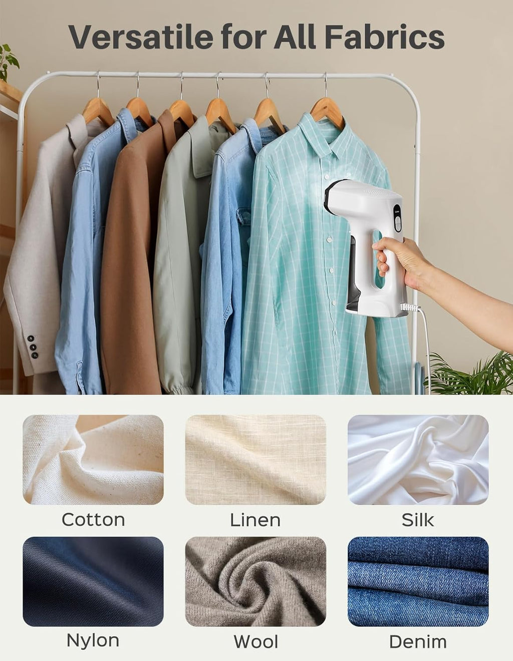 Vacuum Steamer for Clothes, 3500Pa Suction Handheld Clothes Steamer