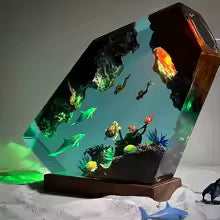 Deep Sea Diver Resin Night Light — Handcrafted Marine Micro-Landscape Lamp