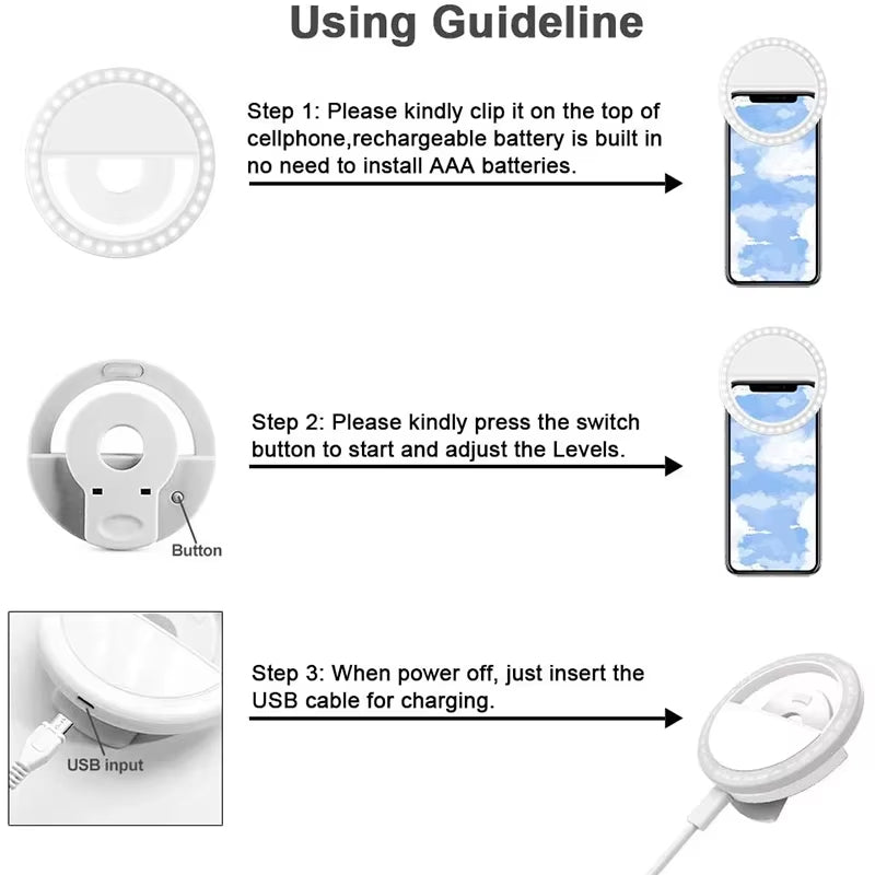 USB Charge Led Selfie Ring Light Mobile Phone